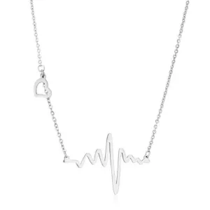 LOVCIA Stylish Stainless Steel Heartbeat Pendant with Open Heart Design