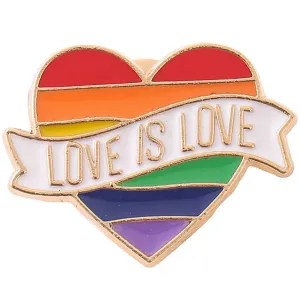 Love is Love Heart Rainbow Pride Flag Enamel Badges