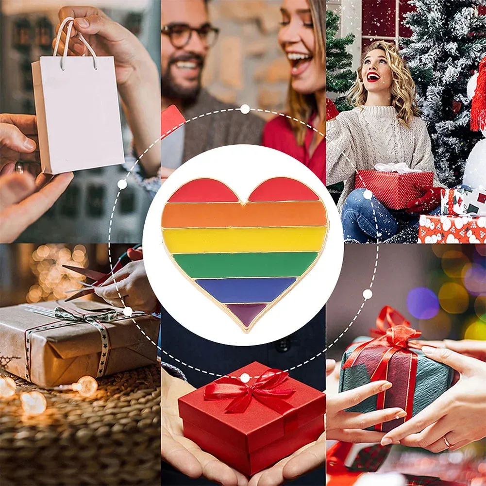 Love is Love Heart Rainbow Pride Flag Enamel Badges