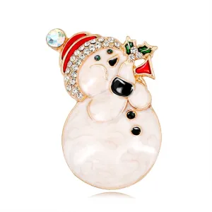 Lovely Snowman Brooches Creative Cute Cartoon Figure With Rhinestone Hat Brooch