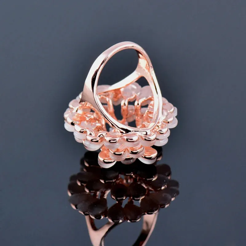 Luxurious Beige Opal Big Rings