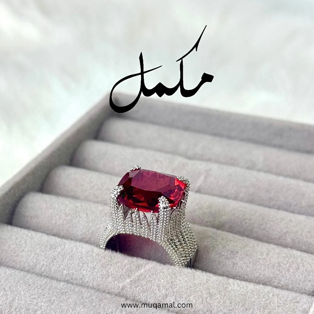 Luxurious Charming Faux Ruby Ring Cubic Square Zirconia Ring