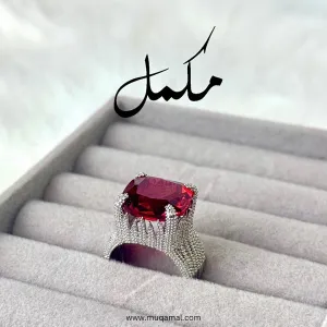 Luxurious Charming Faux Ruby Ring Cubic Square Zirconia Ring