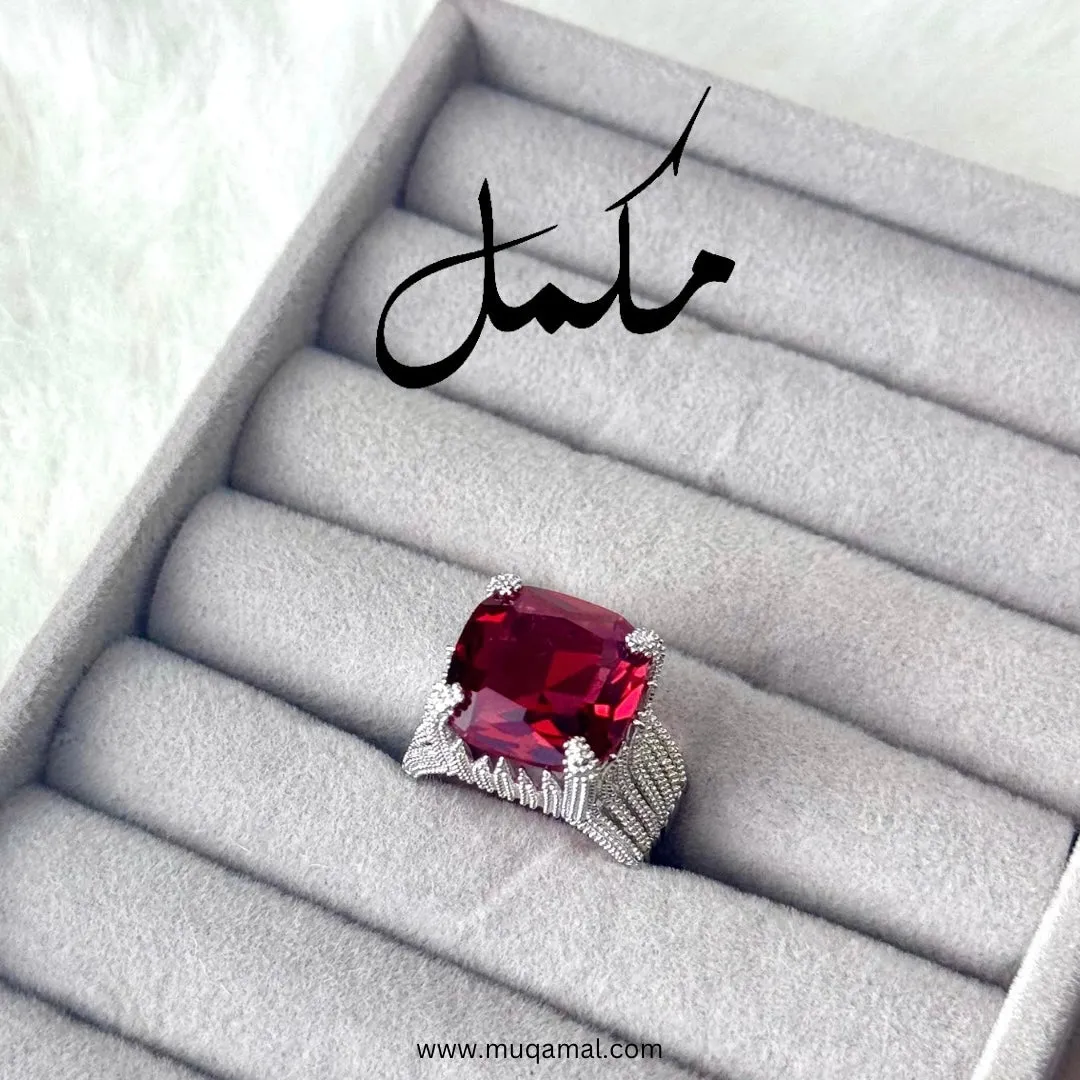 Luxurious Charming Faux Ruby Ring Cubic Square Zirconia Ring