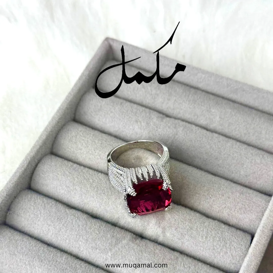 Luxurious Charming Faux Ruby Ring Cubic Square Zirconia Ring