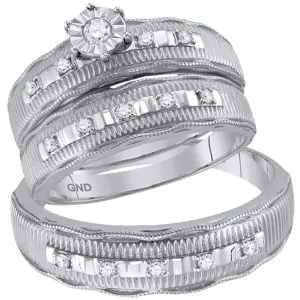 Luxurious Love Story | 10kt White Gold His Hers Round Diamond Solitaire Matching Wedding Set 1/4 Cttw