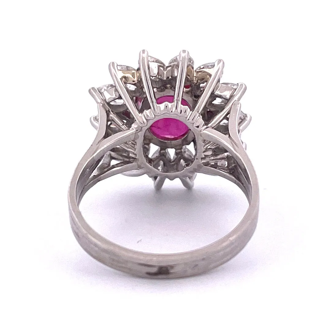 Luxurious Platinum Ruby and Natural Diamond Ring