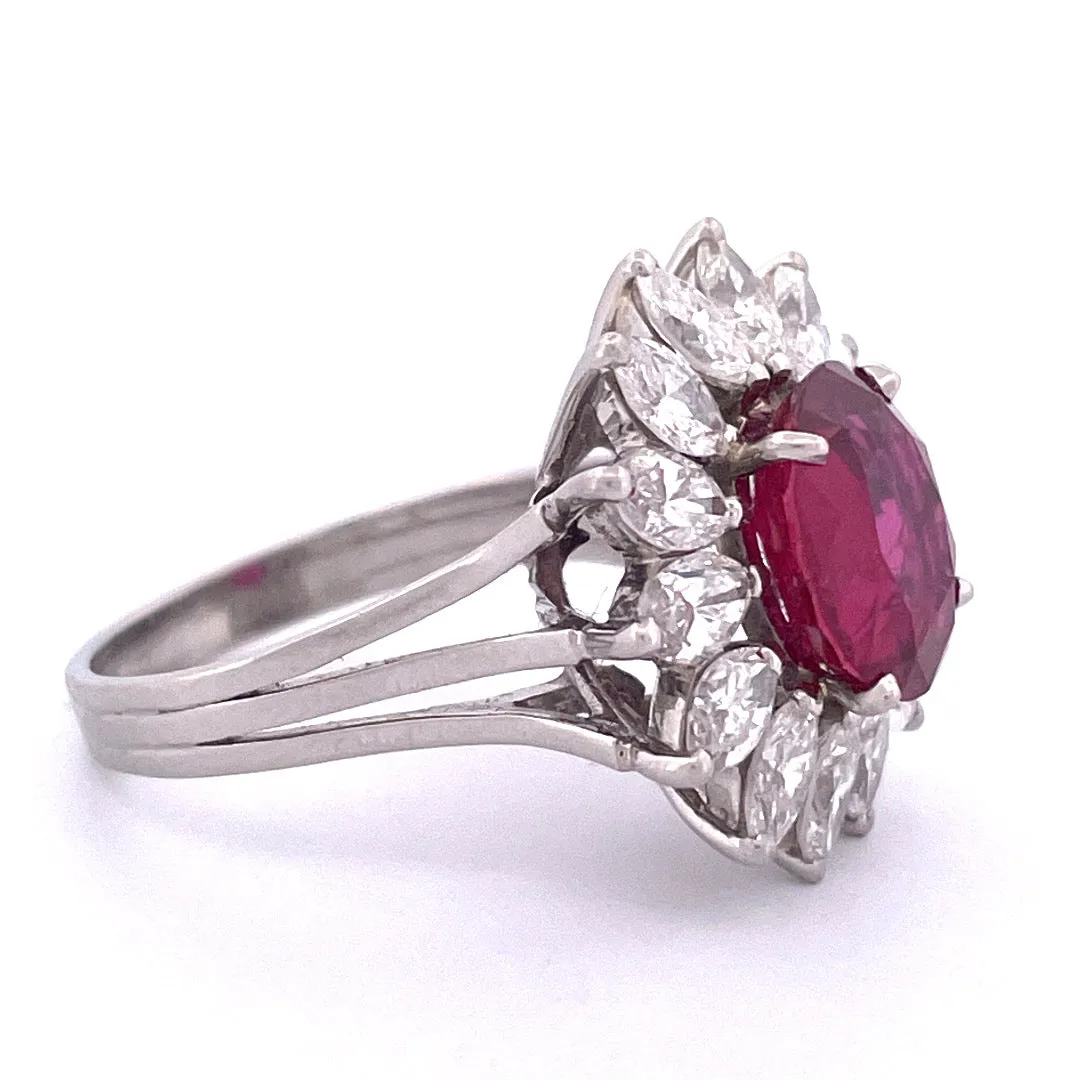Luxurious Platinum Ruby and Natural Diamond Ring