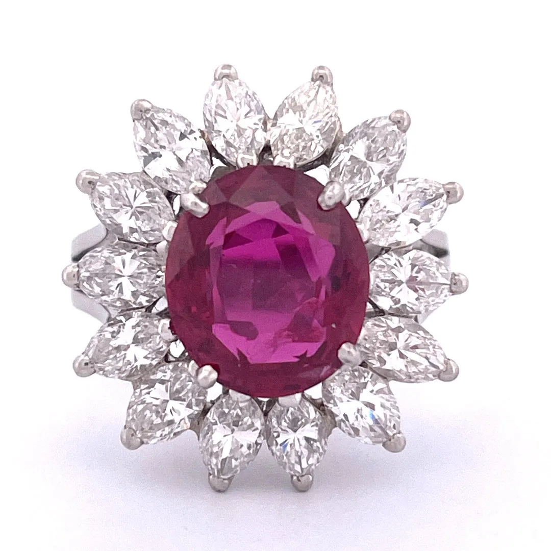 Luxurious Platinum Ruby and Natural Diamond Ring