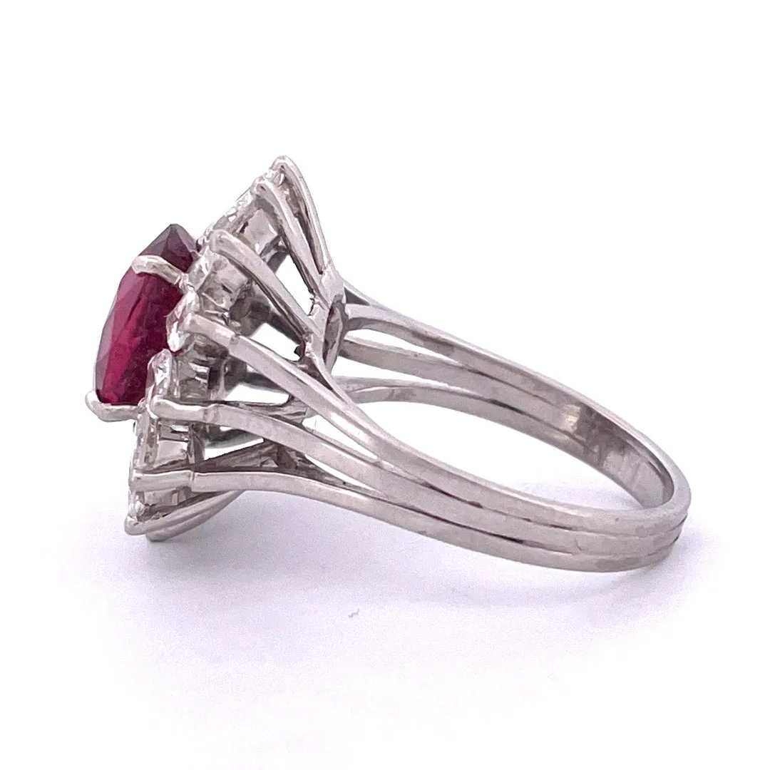 Luxurious Platinum Ruby and Natural Diamond Ring