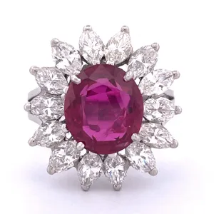 Luxurious Platinum Ruby and Natural Diamond Ring