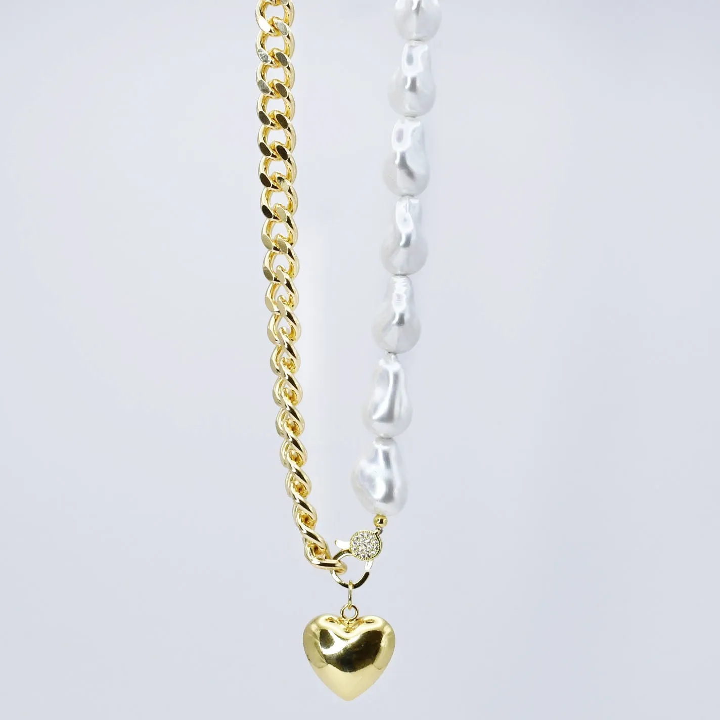 Majestic Heart Pearl Necklace