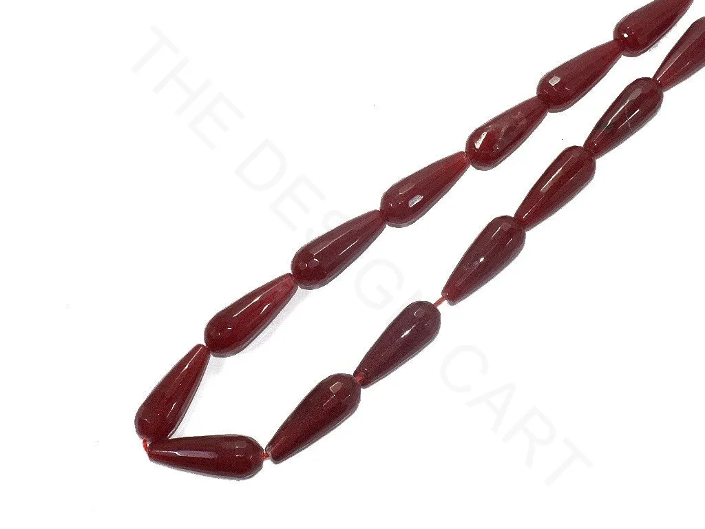 Maroon Drop Jade Semi Precious Stones (29 mm)