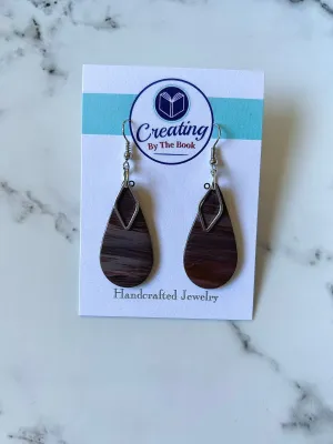 Mauve Stripe Teardrops with Diamond Metal Dangle