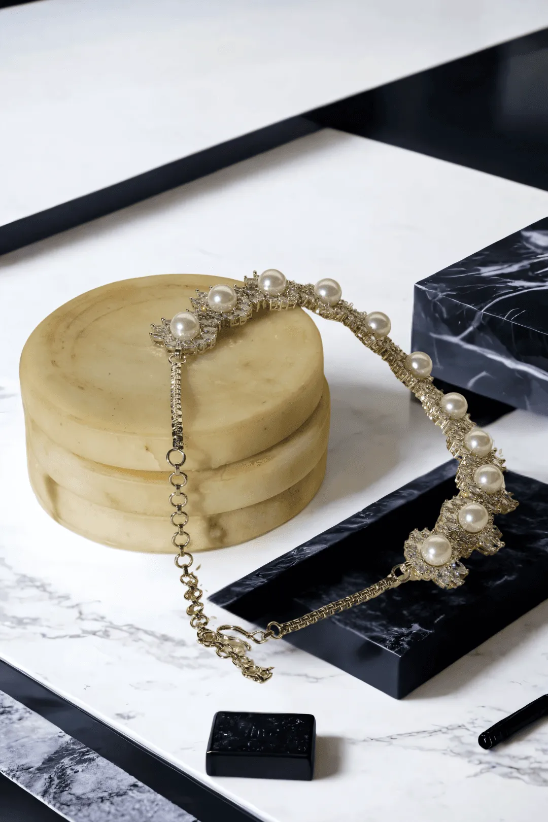 Mayesha - Rhodium-Plated Fresh Water Pearl Necklace & Earring Set
