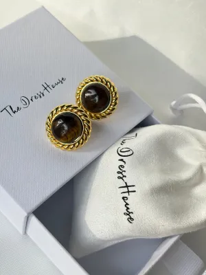 Meila - Gold Brown Stud Earring