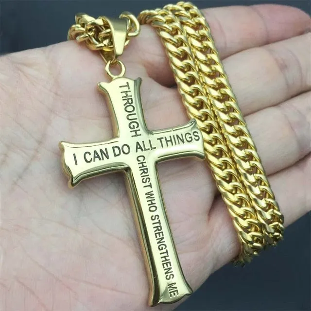 Men's Gold Plated Stainless Steel Cross Pendant
