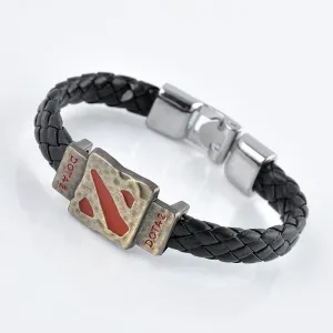 Metal Dotas 2 Game Leather Bracelet  Men Bracelet Men Jewelry Boy Gift Cosplay Bangles Feather Braided Wristband Bracelet