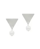 Metal Triangle Earrings with Fresh Water Pearls