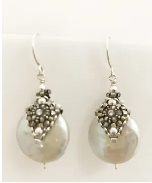 Miguel Ases Fresh Water Pearl, Swarovski and Miyuki Seed Bead Earring
