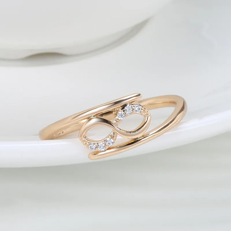 Minimalist Double Twist White Zircon Geometric Rings For Women
