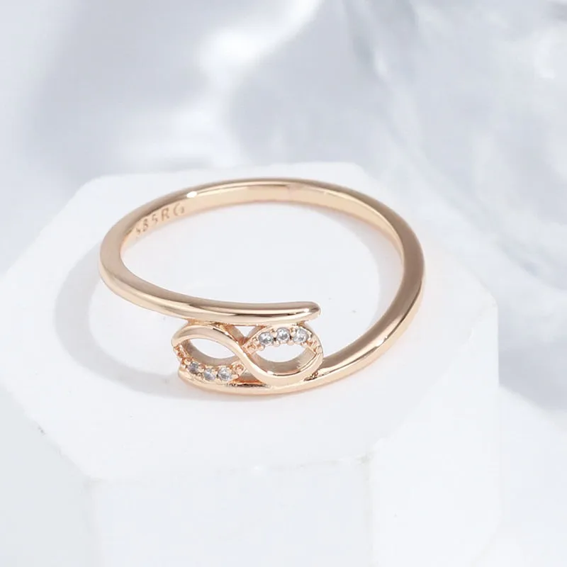 Minimalist Double Twist White Zircon Geometric Rings For Women