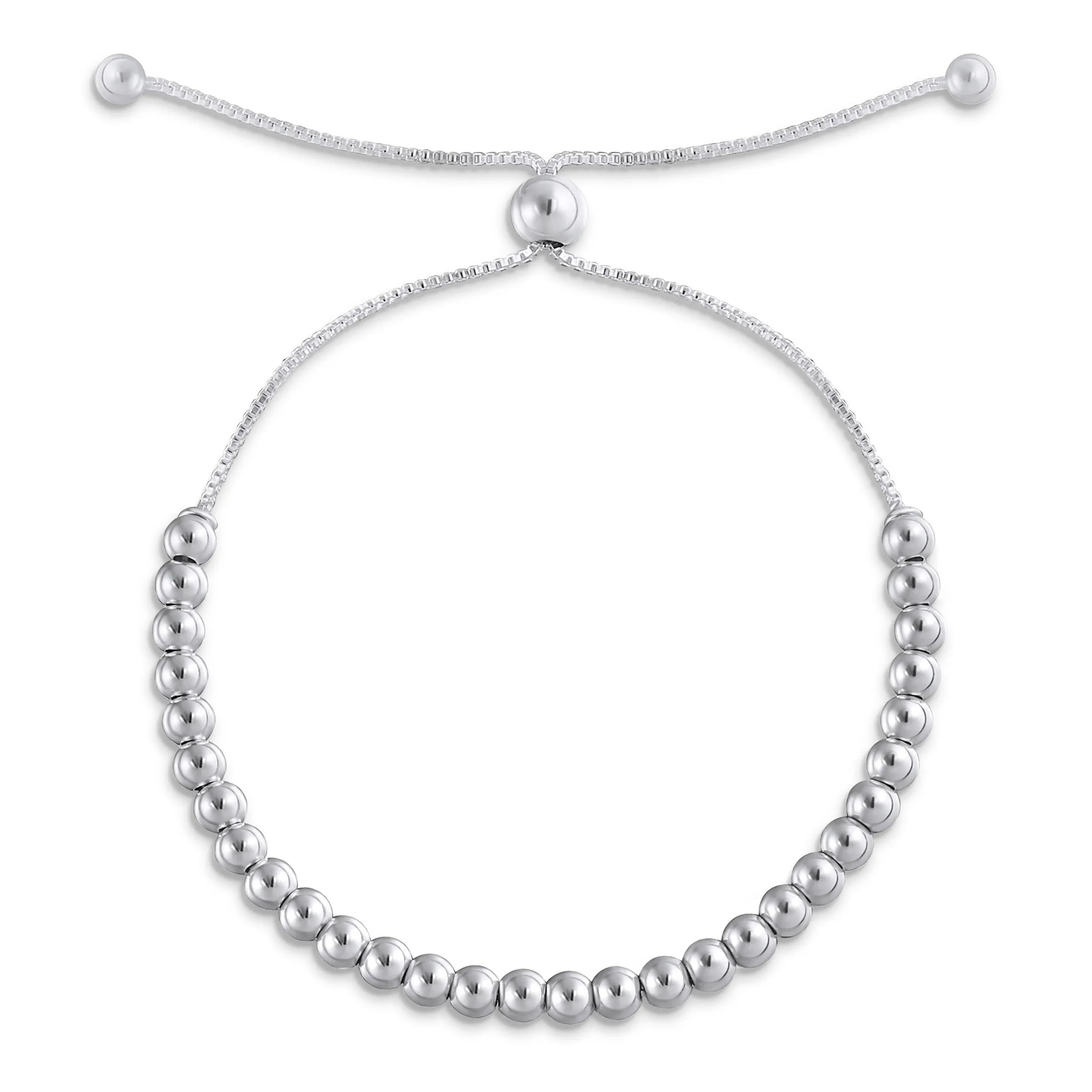 Minimalist Sterling Silver Stretch Bracelet with 3MM Seed Beads Adjustable 6.5-8 Inch