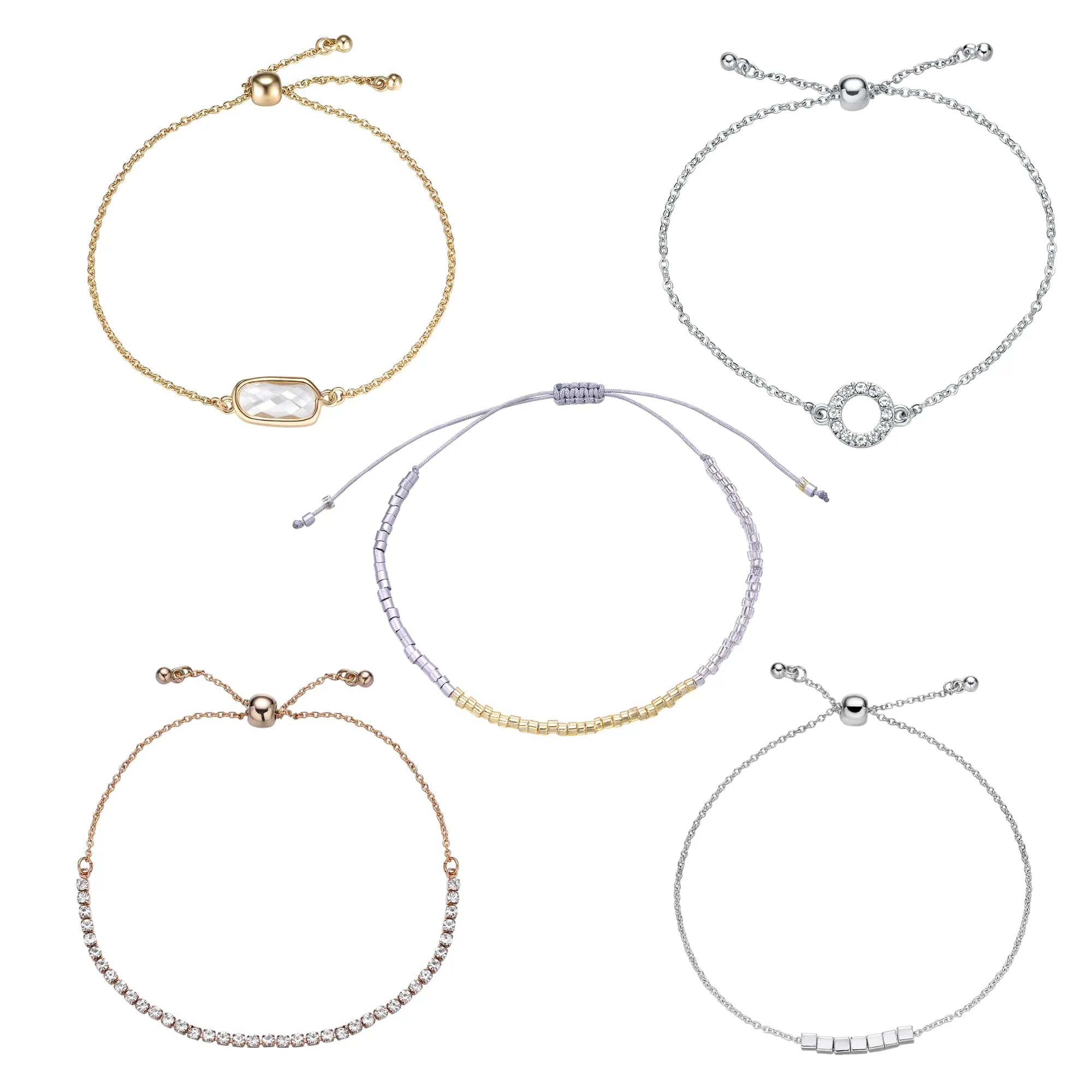 Mixed Metal & Beaded Bracelet Set
