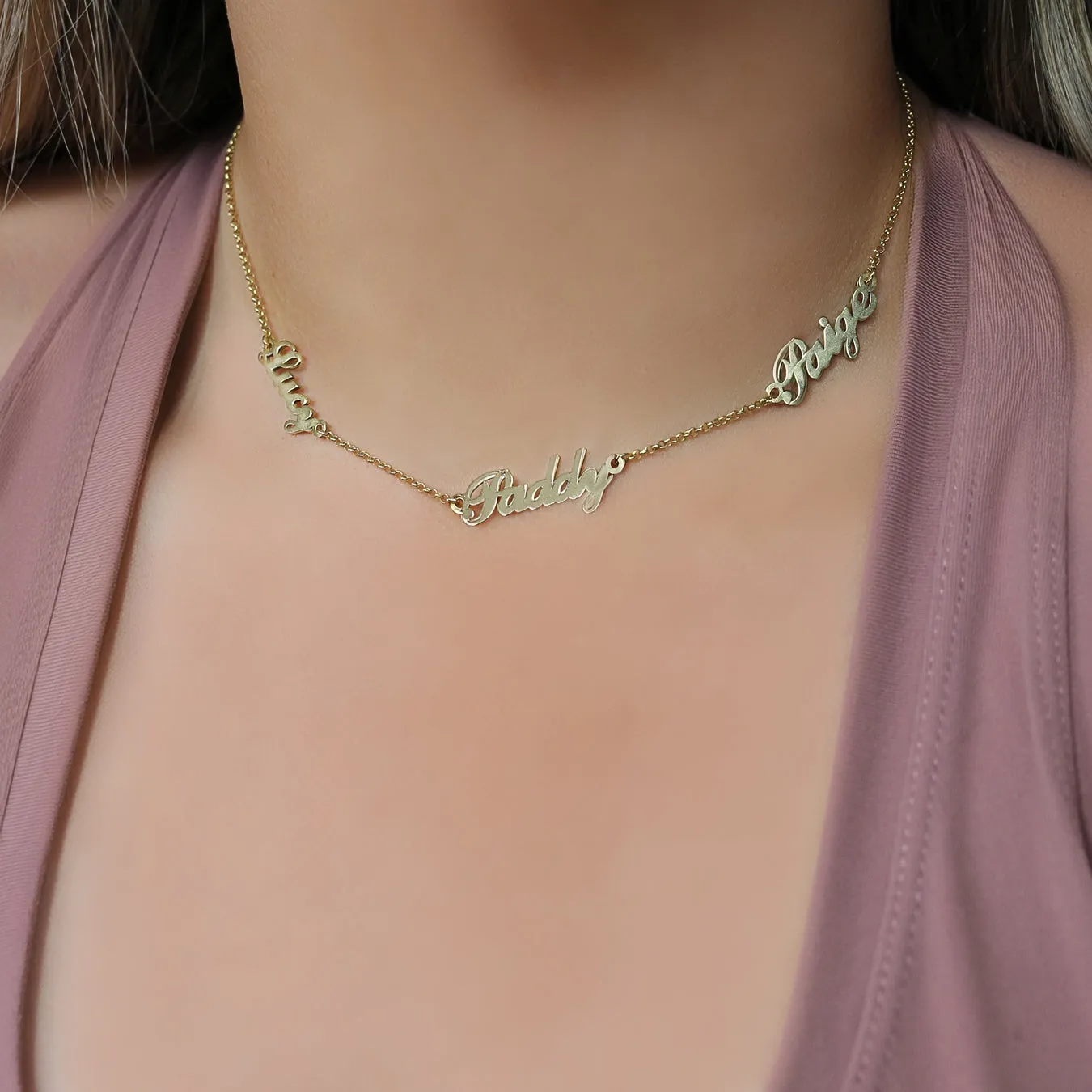 Multiple Names Necklace - Gold Plated