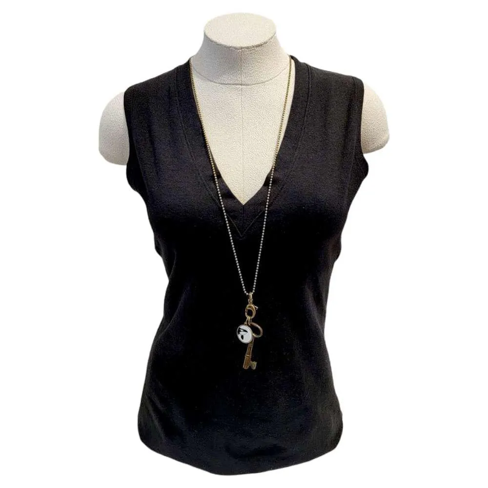 Necklace - Vintage Image - Orca & Key (Brass) by Christine Stoll | Altered Relics