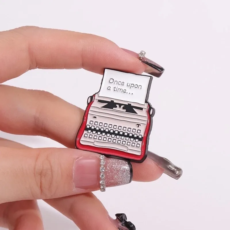 New Creative Cartoon English Letter Printer Telegraph Series Modeling Alloy Paint Denim Wear Brooch Badge
