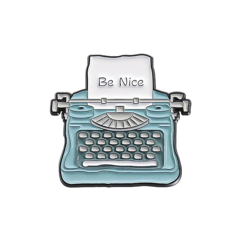 New Creative Cartoon English Letter Printer Telegraph Series Modeling Alloy Paint Denim Wear Brooch Badge