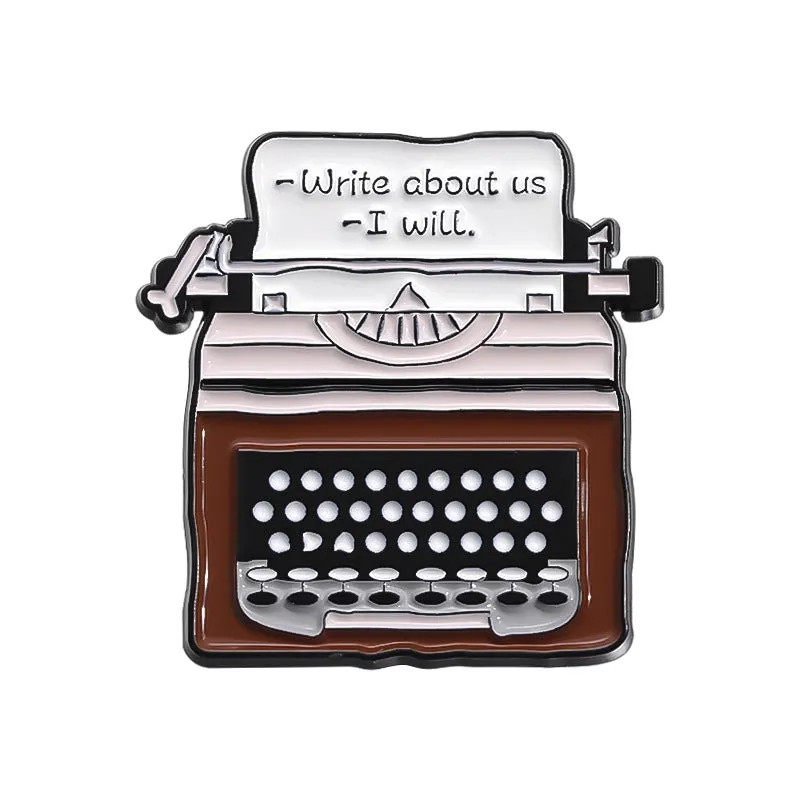 New Creative Cartoon English Letter Printer Telegraph Series Modeling Alloy Paint Denim Wear Brooch Badge