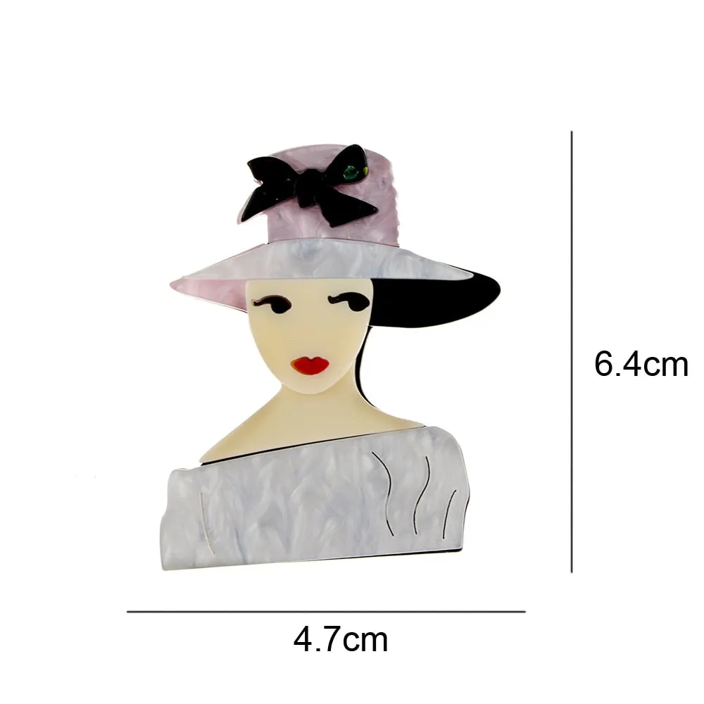 New Fashion Sexy Lady Brooch Pins For Women Creative Acrylic Cartoon Cute Figure Brooches