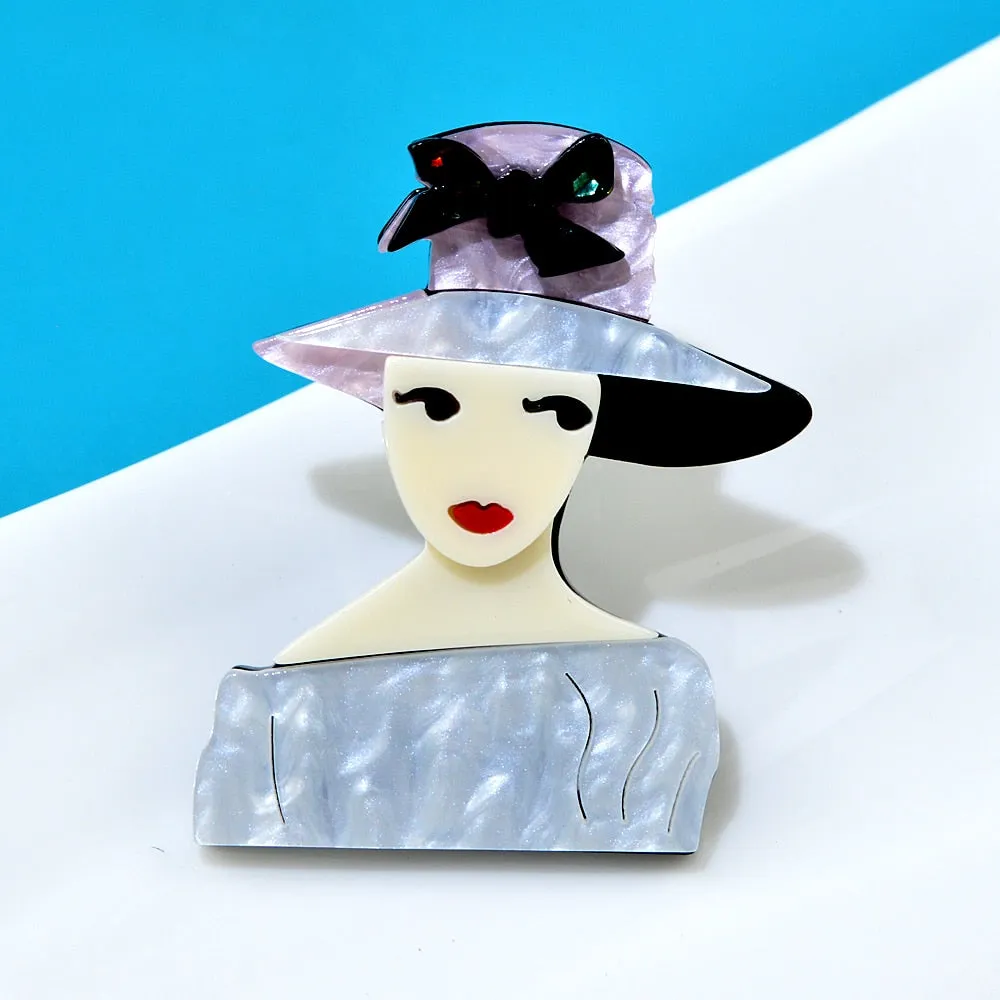 New Fashion Sexy Lady Brooch Pins For Women Creative Acrylic Cartoon Cute Figure Brooches