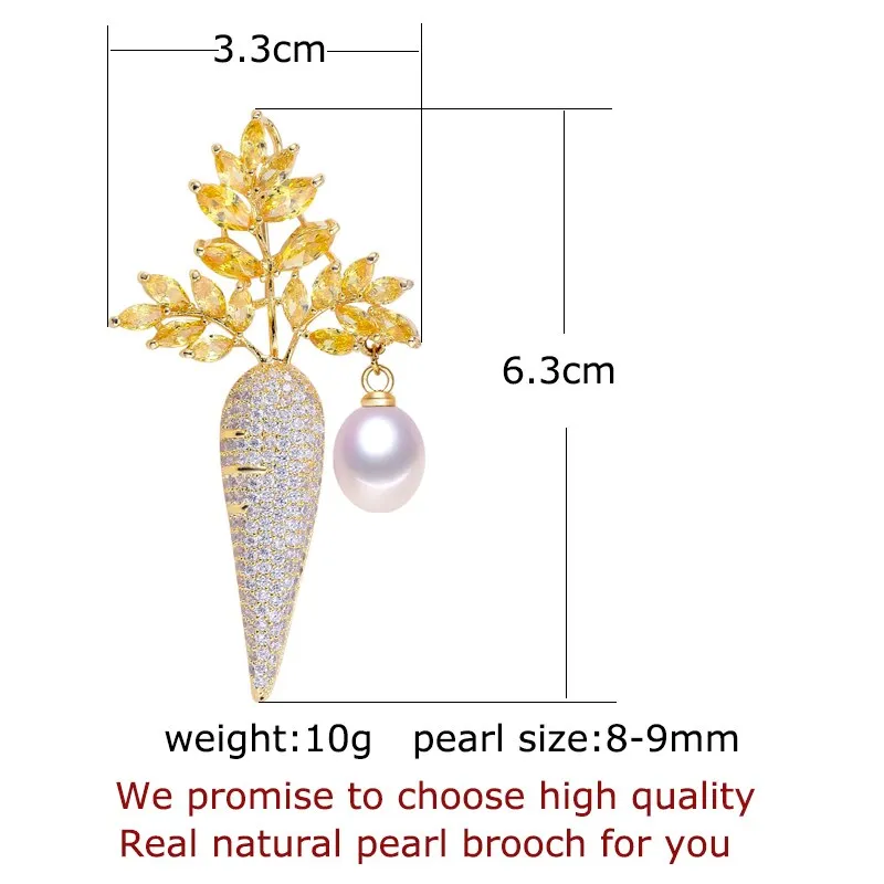 New Natural Freshwater Pearl Brooch Creative Carrot Brooch