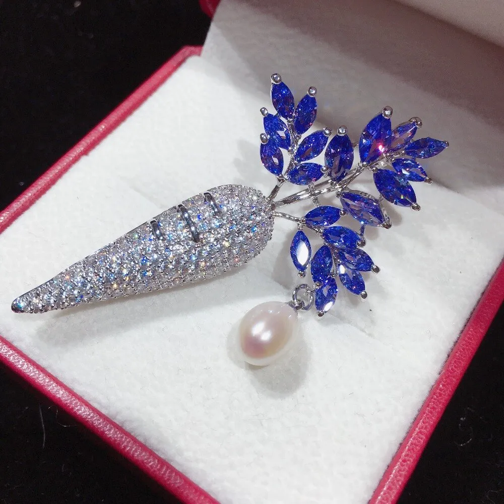 New Natural Freshwater Pearl Brooch Creative Carrot Brooch