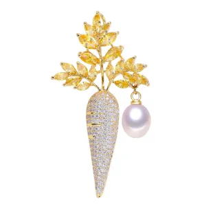 New Natural Freshwater Pearl Brooch Creative Carrot Brooch