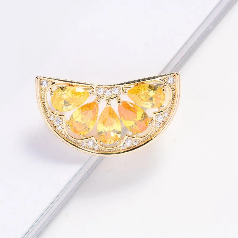 New Style Lemon Brooch Fashion Elegant Fruit Lovely Clothing Pin Personality Creative Accessories