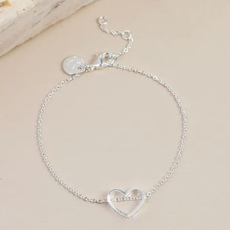 Open Heart Bracelet in Silver
