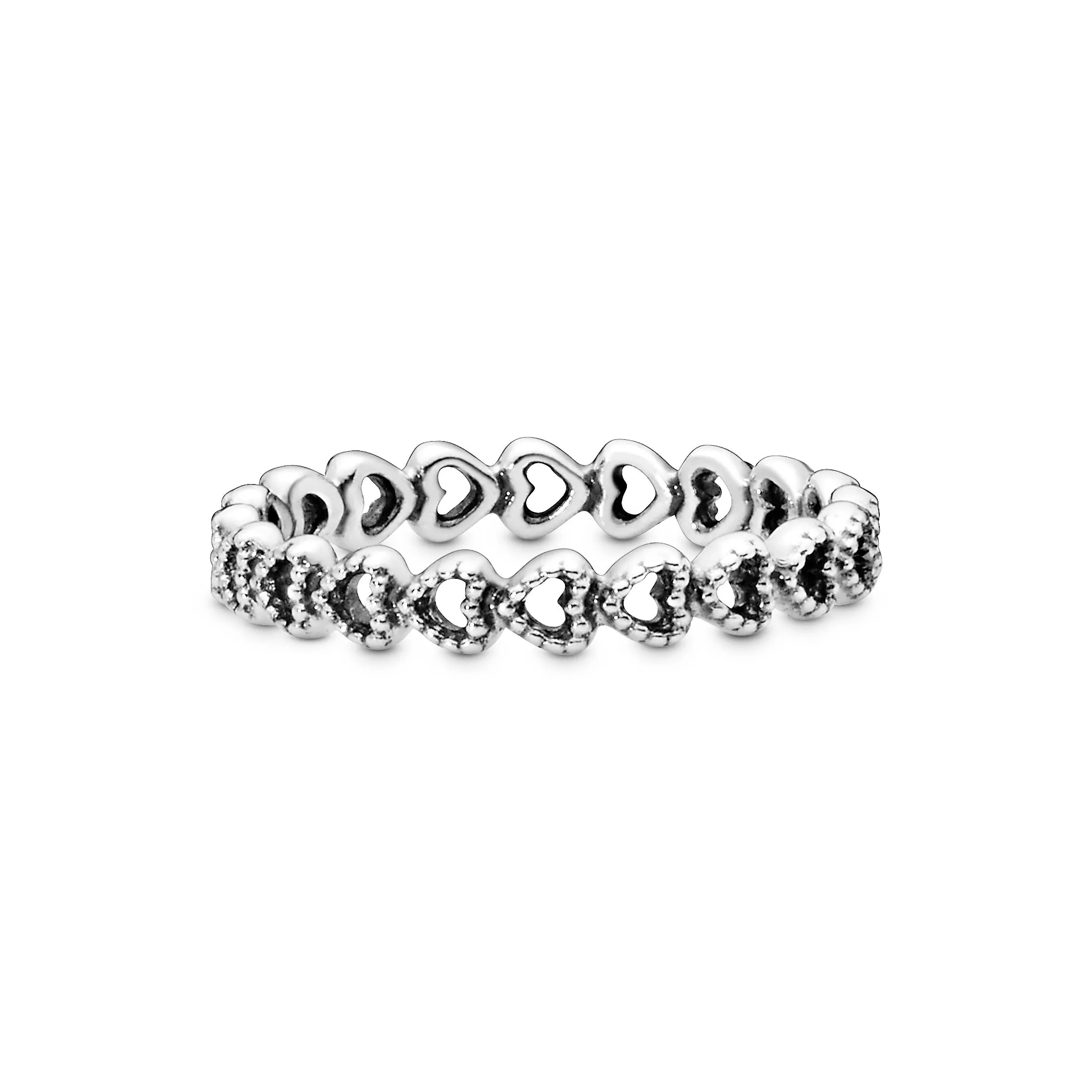 Openwork heart silver ring