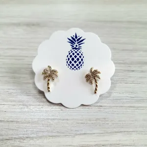 Palm Tree Stud Earrings in Gold or Silver