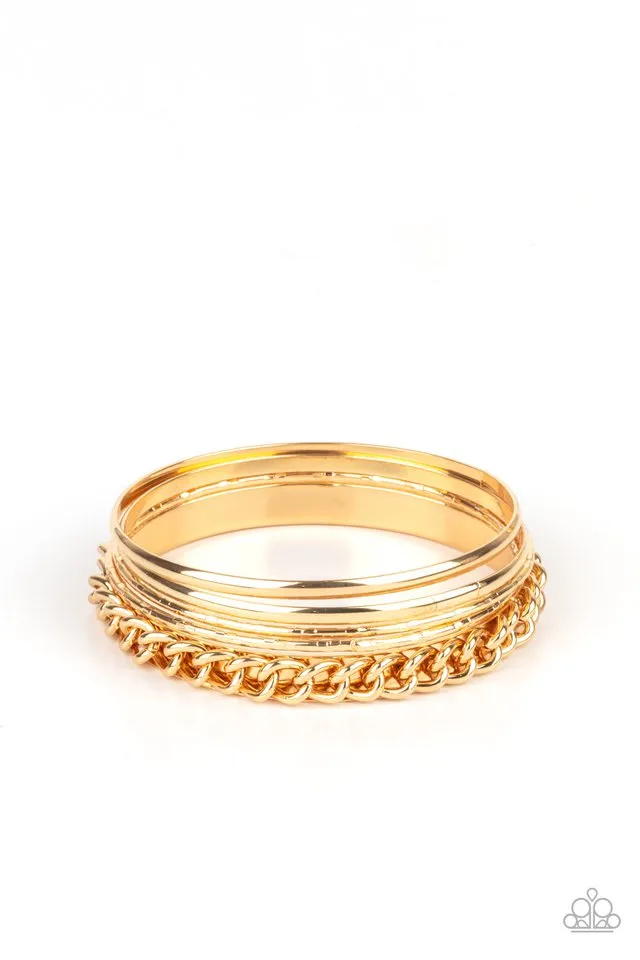 Paparazzi Bracelet ~ A Piece of The Action - Gold