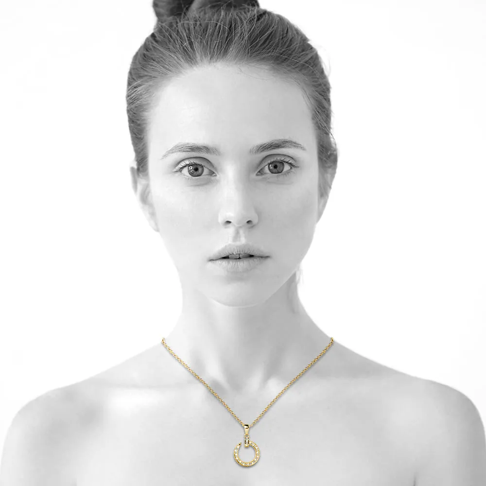 Paradigm in Circle Gold Pendant Necklace Embellished With SWAROVSKI Crystals