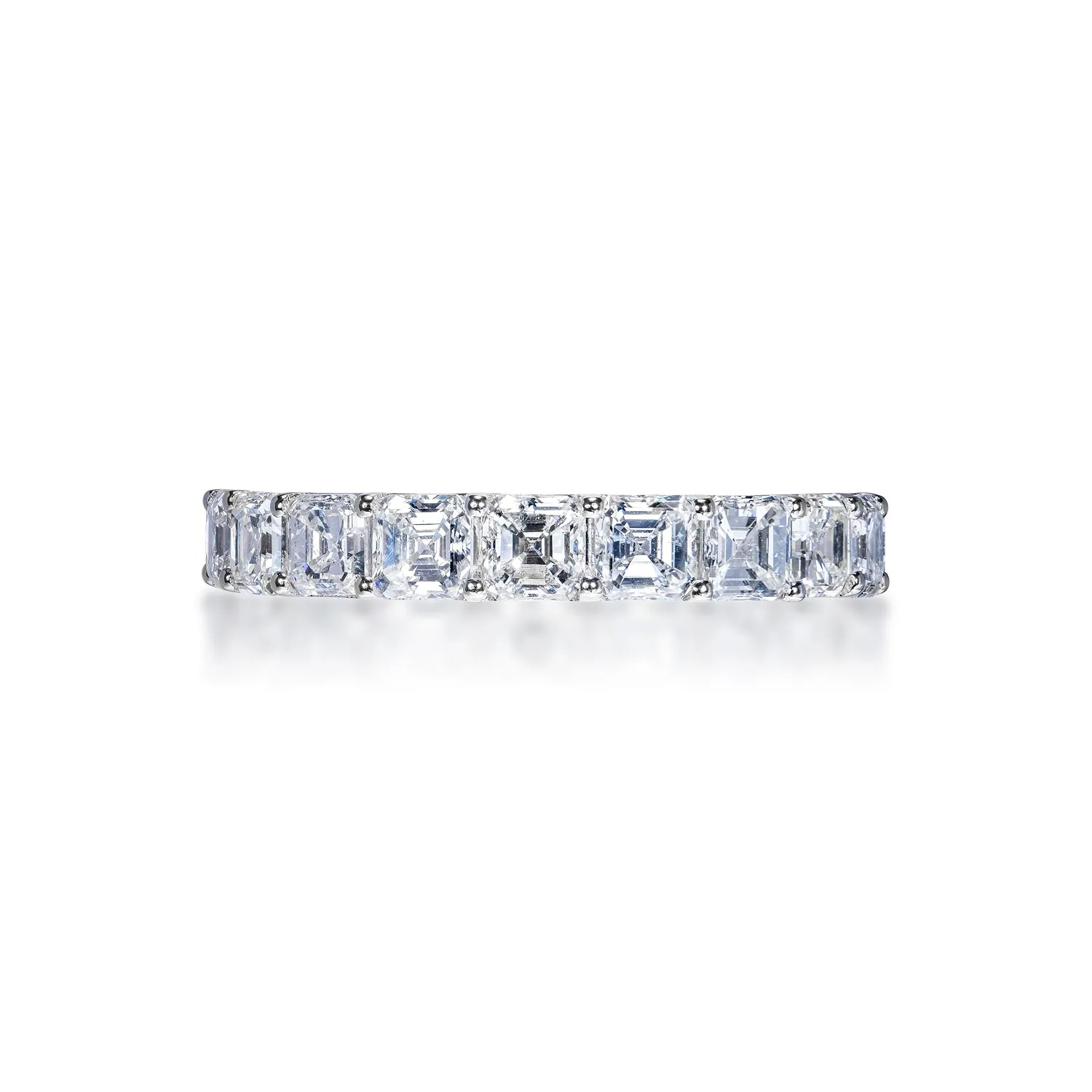 Parker 4 Carat Asscher Cut Diamond Eternity Band in 14k White Gold Shared Prong