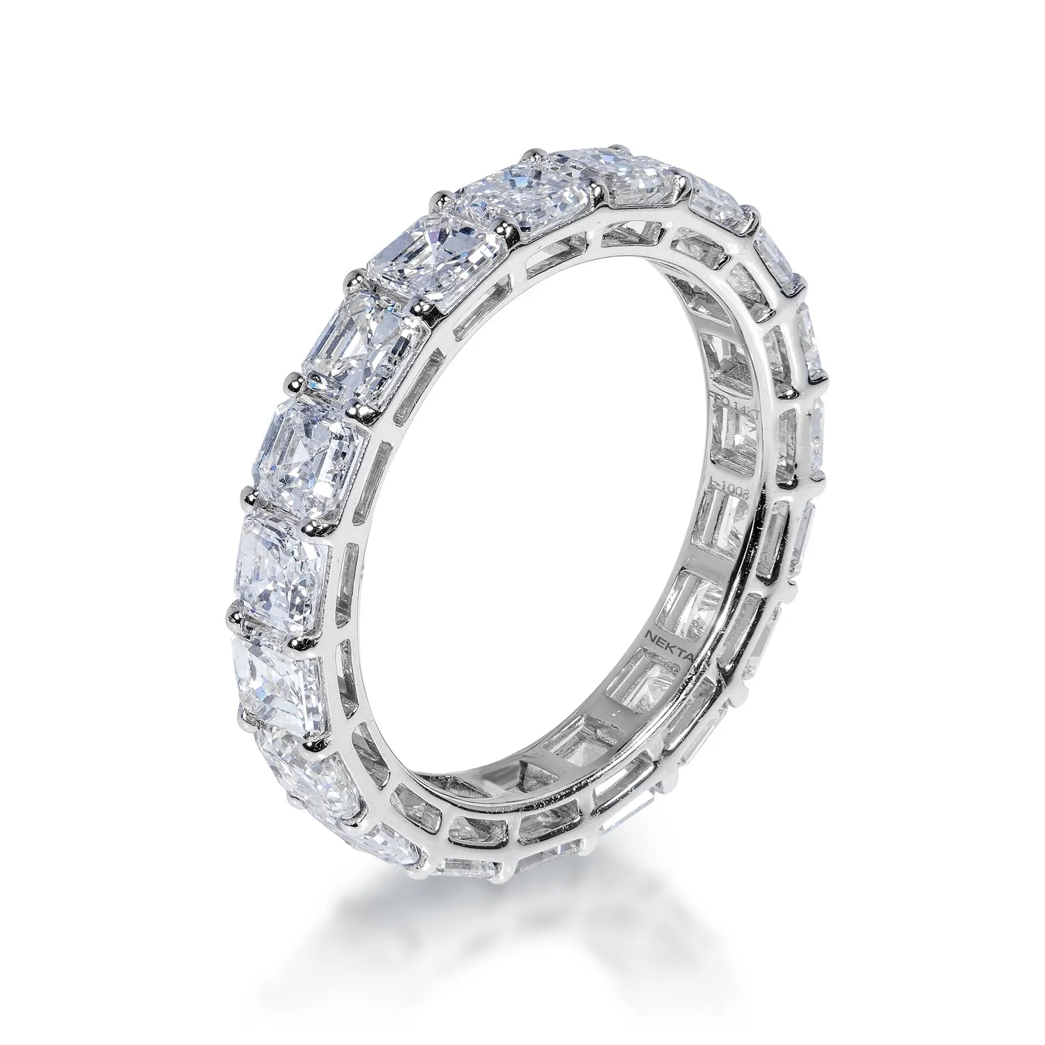 Parker 4 Carat Asscher Cut Diamond Eternity Band in 14k White Gold Shared Prong