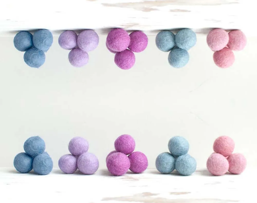 Pastel Felt Balls 2.5cm x20 Wool Pom Poms. Craft Supplies. Kids Decor Craft.