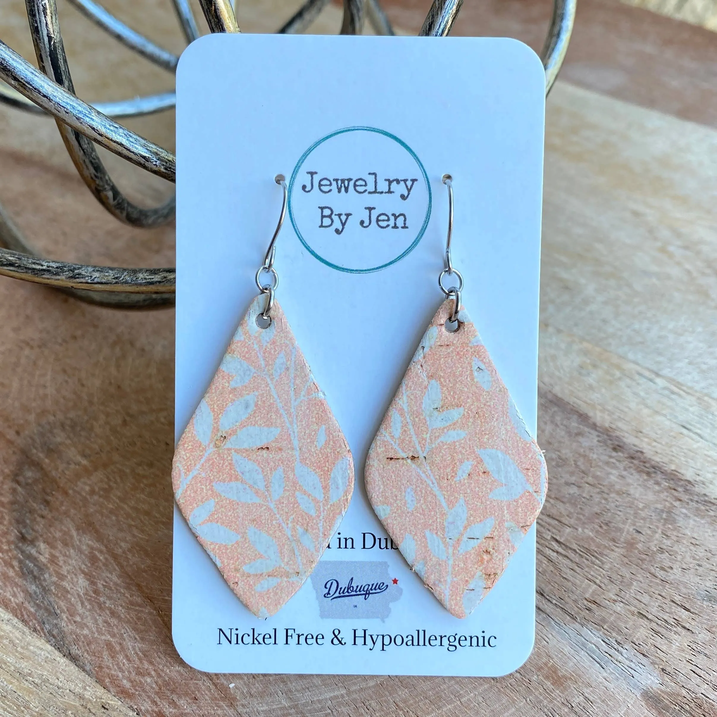 Peach Willow Cork Earrings