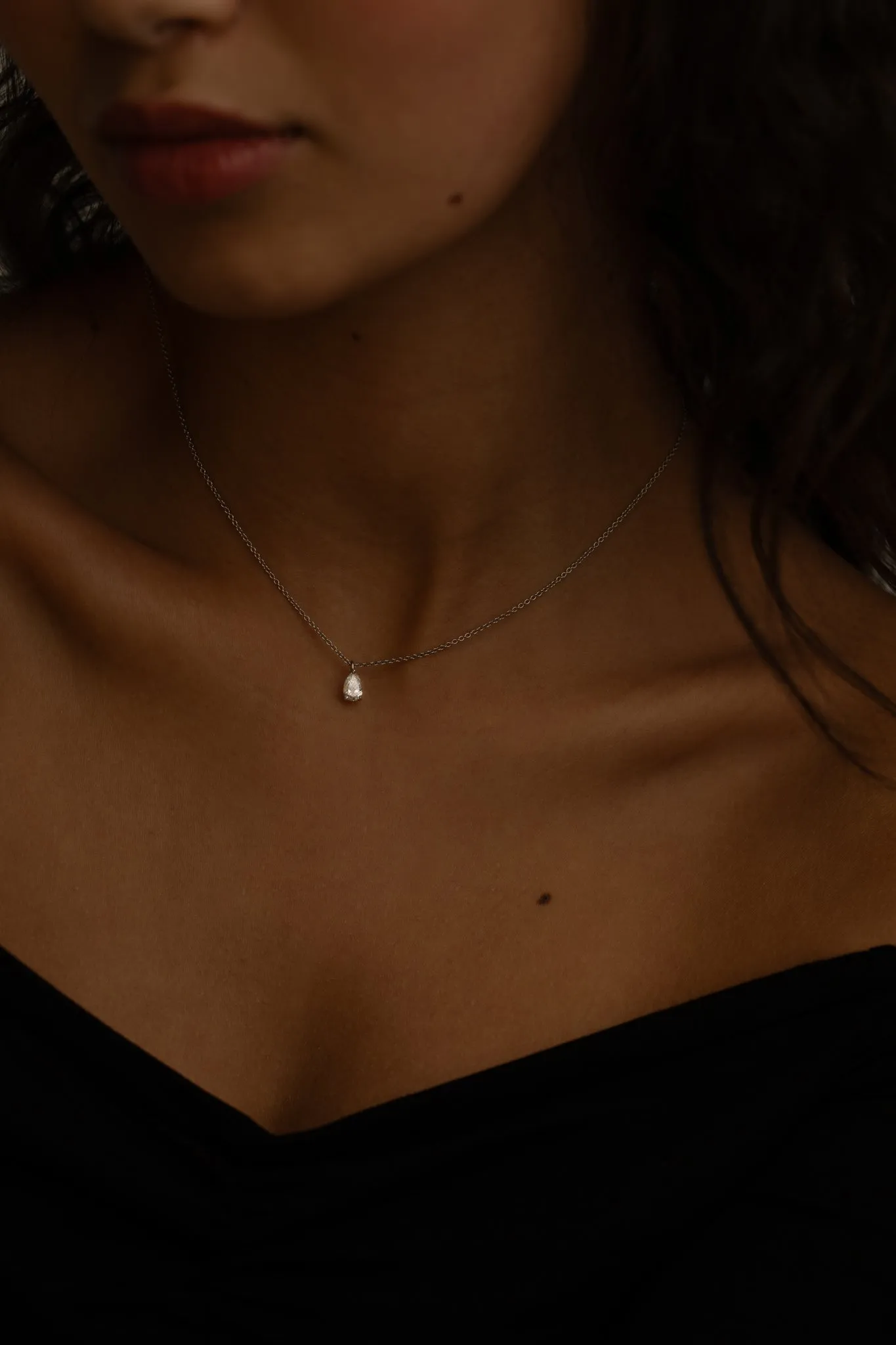 Pear Diamond Pendant Necklace