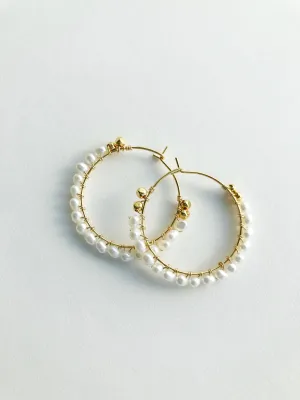 Pearl Wrap Hoop Earrings